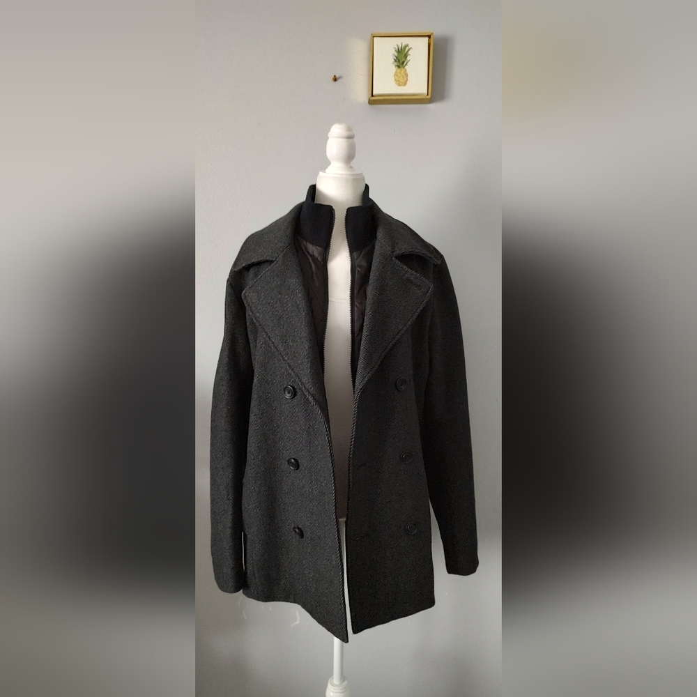 Wool Jacket  Coat American Rag Buttons And Zipper Front Gray  Medium Women  Zip